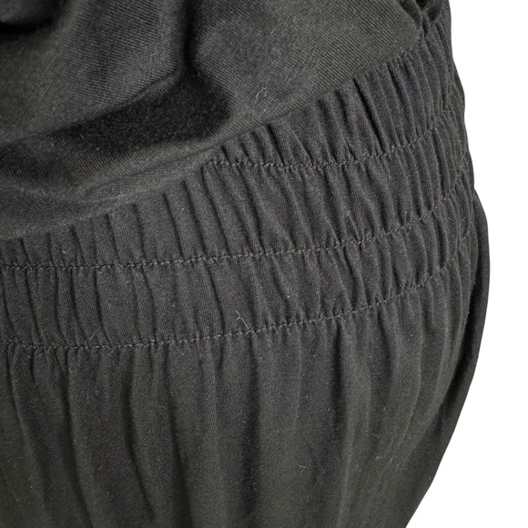 NWT Michael Lauren Tie Shoulder Smocked Waist Knit Mini Dress Black Size L - Picture 4 of 8